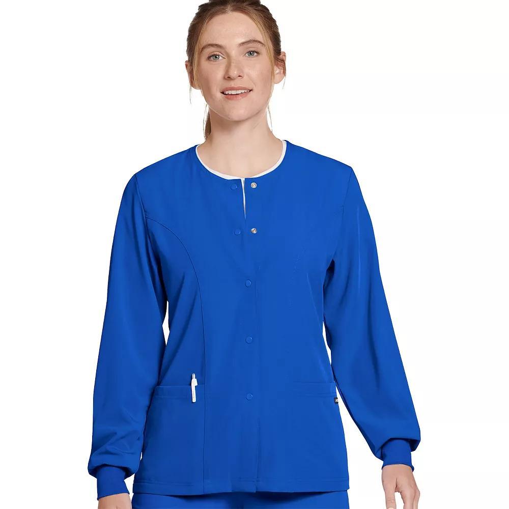 Women's Jockey® Scrubs Classic Round Neckline Snap Jacket 2356, Size: 2XL, Silver Product Image