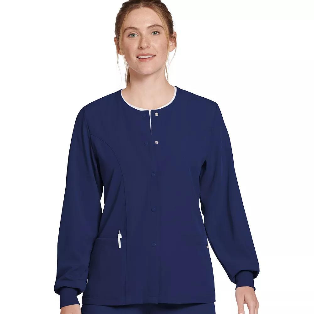 Women's Jockey® Scrubs Classic Round Neckline Snap Jacket 2356, Size: 2XL, Silver Product Image