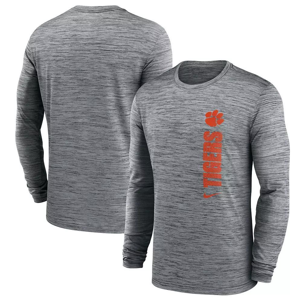 Men's Nike Heather Gray Clemson Tigers 2024 Sideline Velocity Performance Long Sleeve T-Shirt, Size: 3XL, Grey Product Image