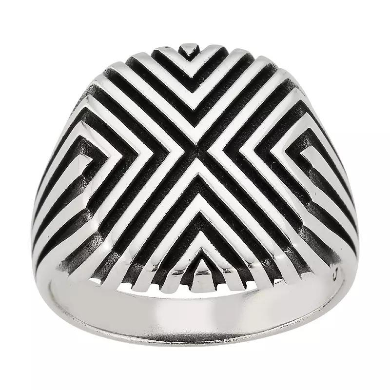 Milanesi And Co Mens Sterling Silver Textured Chevron Statement Ring Product Image