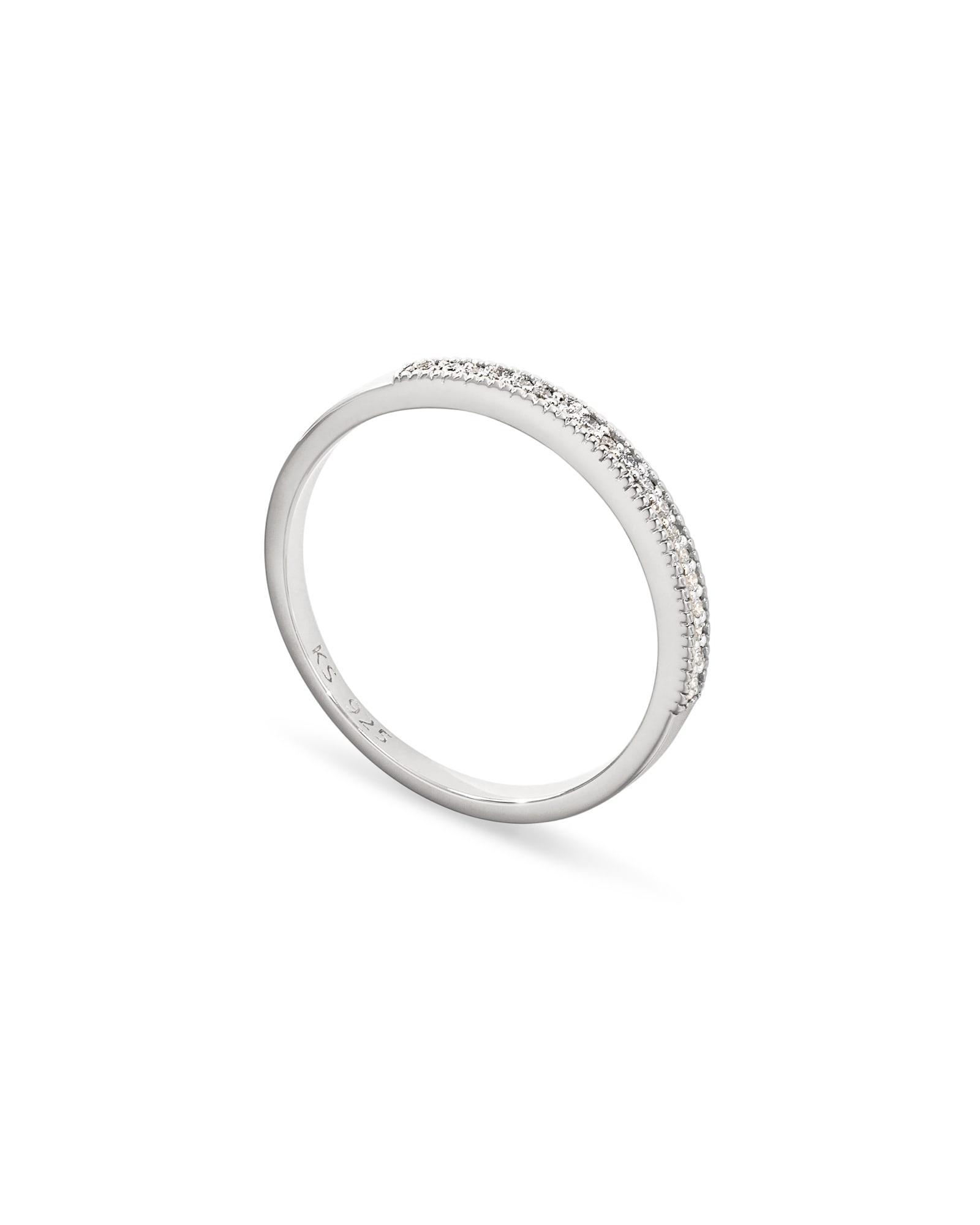Kendra Scott Ensley Sterling Silver Band Ring In White Diamond | Diamonds | Size 12 Product Image