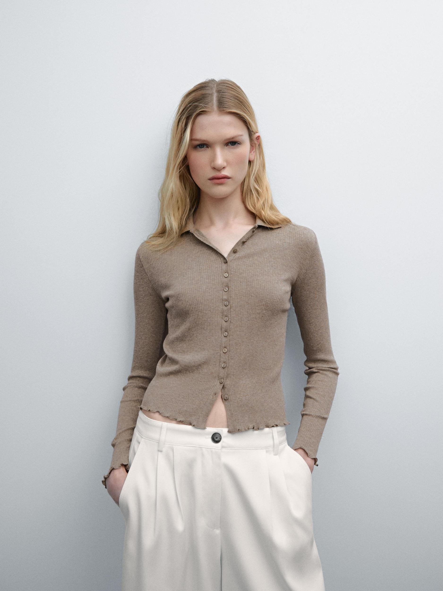 Cardigan with wavy trim details Product Image