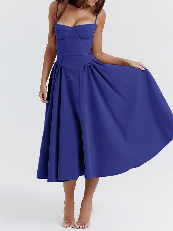 Vintage Solid Cami Midi Dress Product Image