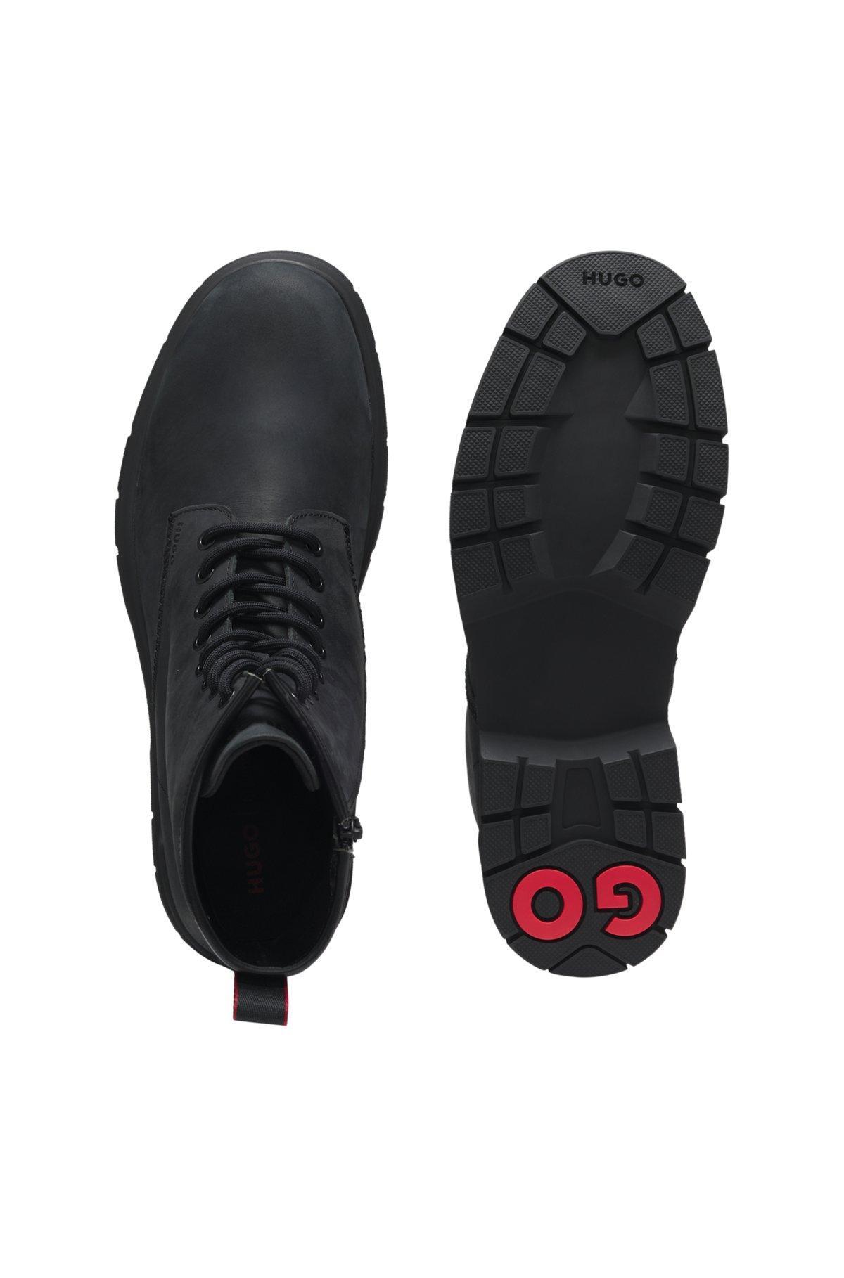 Leather half boots with embossed logo Product Image