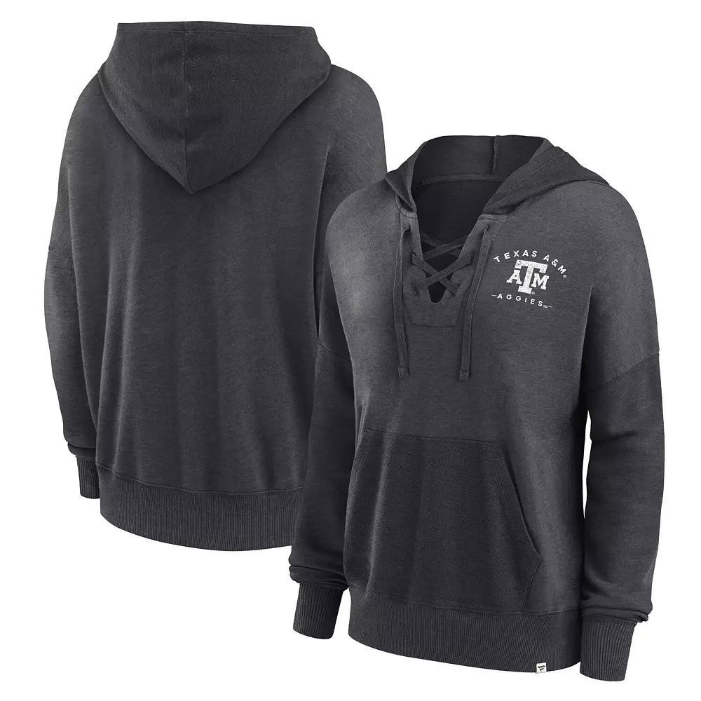 Women's Fanatics Branded Heather Charcoal Texas A&M Aggies Campus Lace-Up Pullover Hoodie, Size: 2XL Product Image