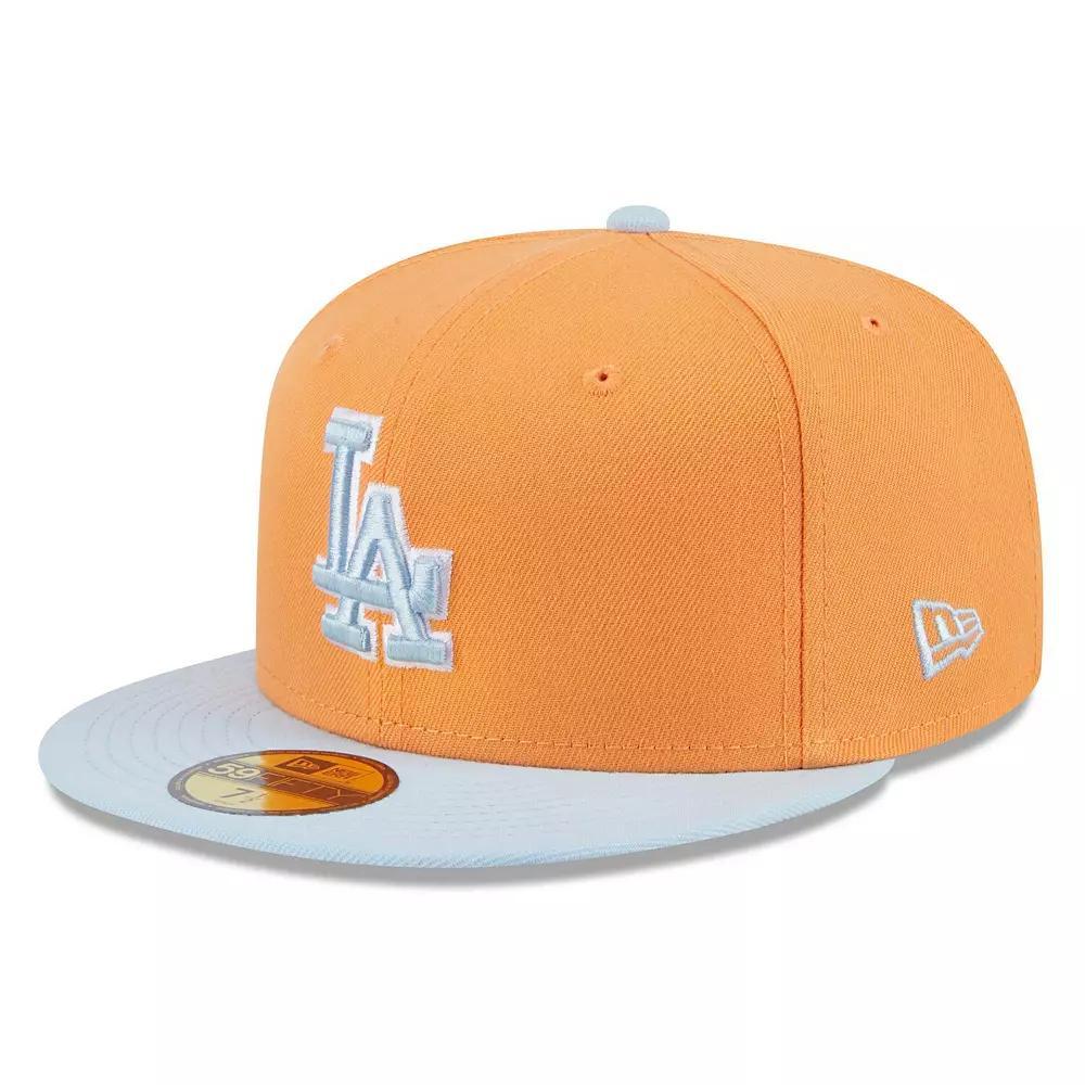 Men's New Era Orange/Light Blue Los Angeles Dodgers Spring Color Basic Two-Tone 59FIFTY Fitted Hat, Size: 7 5/8 Product Image