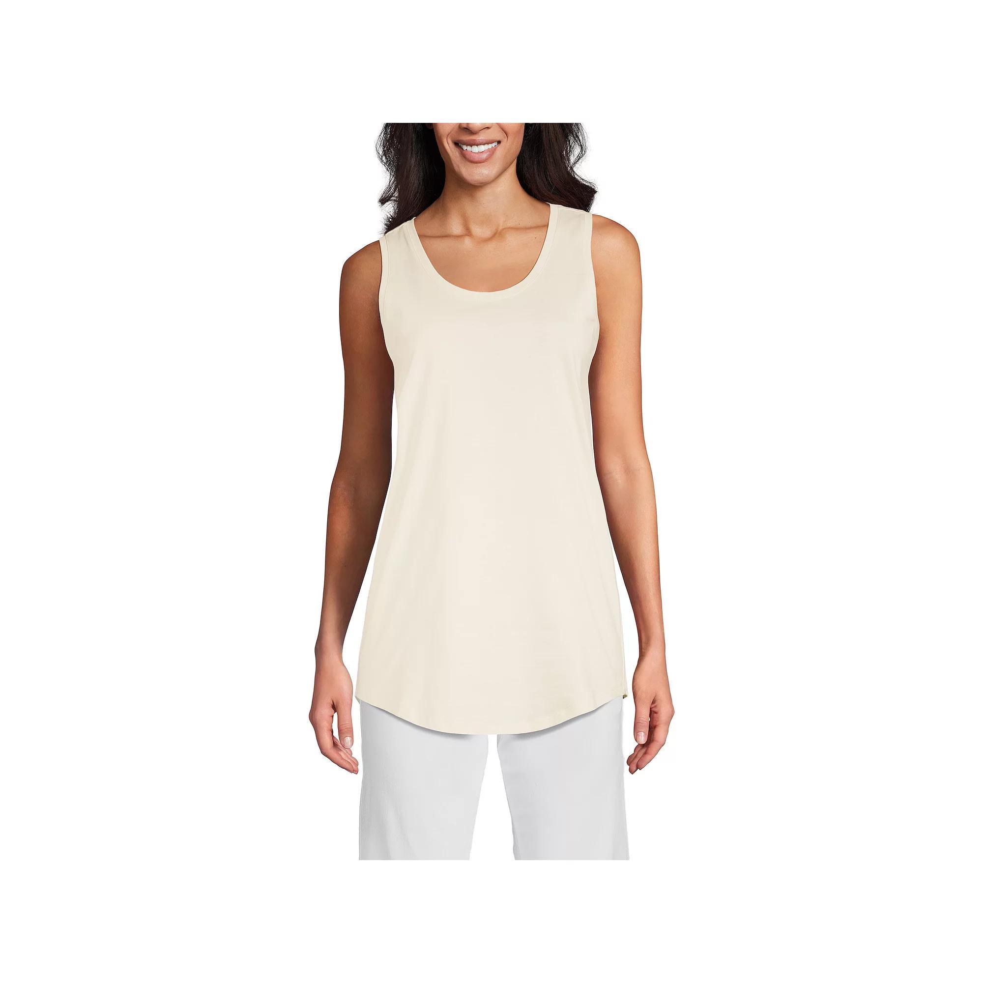 Women's Lands' End Supima Cotton Crewneck Tunic, Size: XL, Fresh Ivory Product Image
