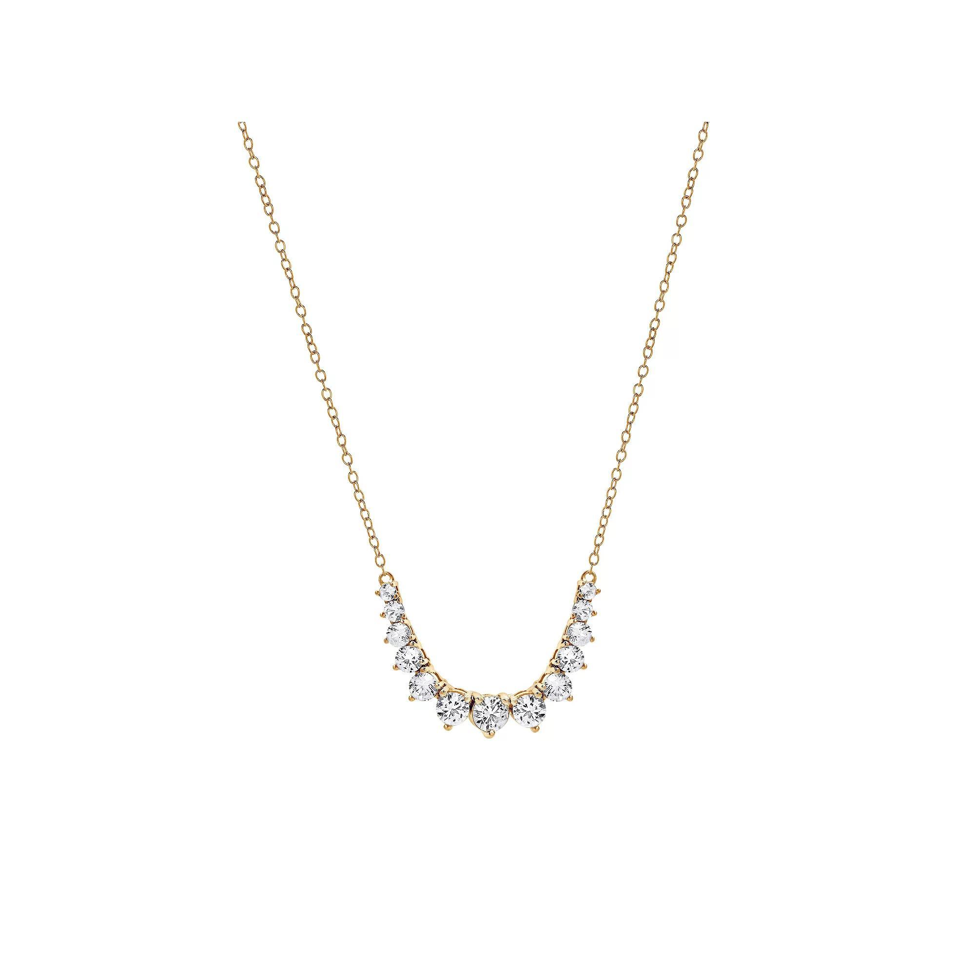 Gemstone Brilliance Lab-Created White Sapphire Graduated Necklace, Women's, Size: 18", Gold Tone Product Image
