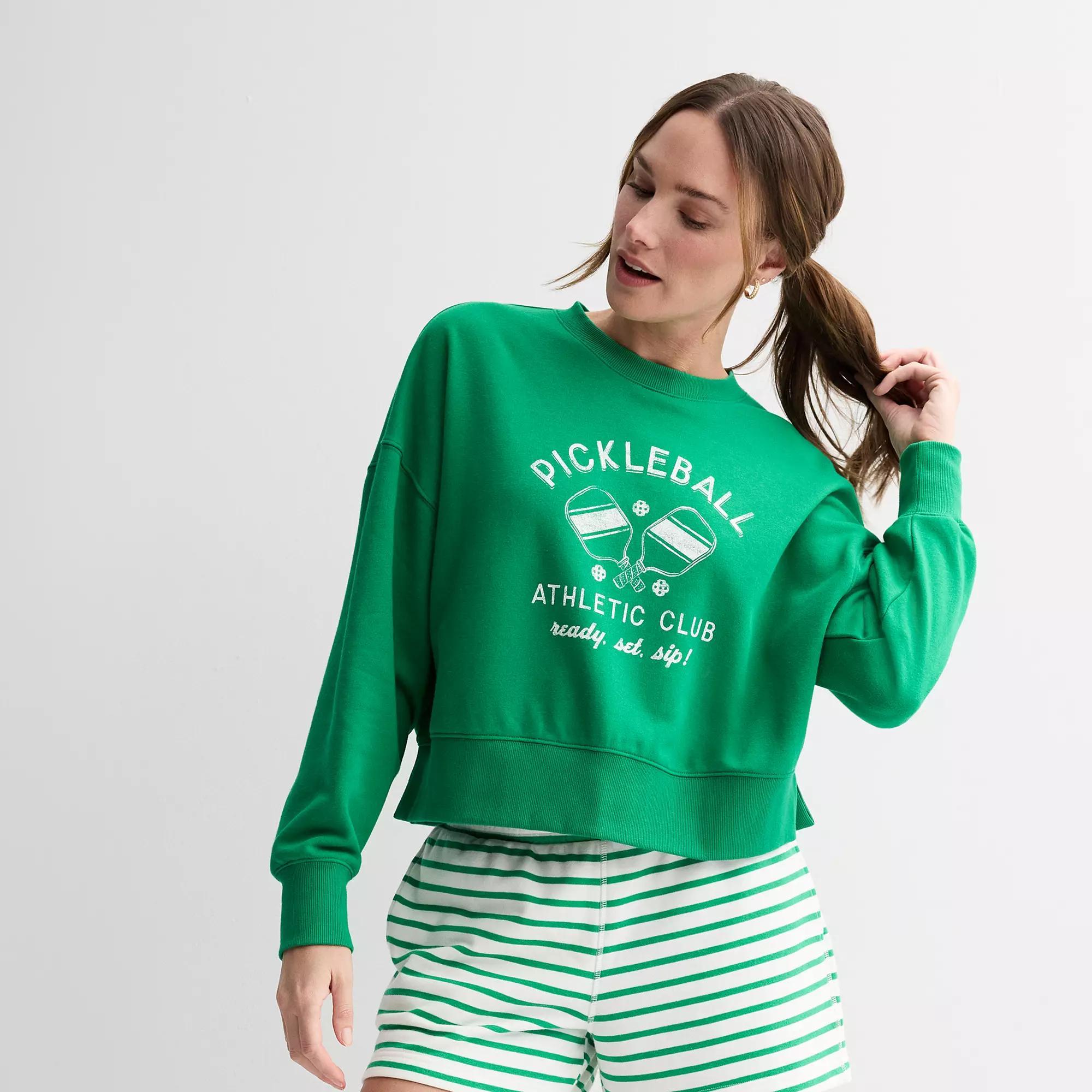 Women's Sonoma Goods For Life® Boxy Crewneck Graphic Sweatshirt, Size: Large, Pickleball Graphic Product Image