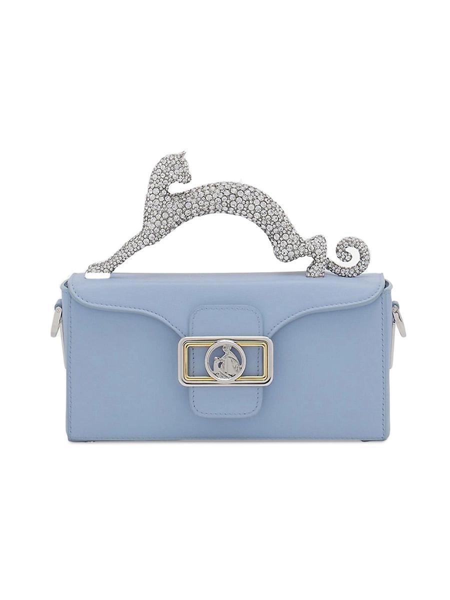 Womens Nano Pencil Cat Top Handle Bag in Leather and Rhinestone Product Image