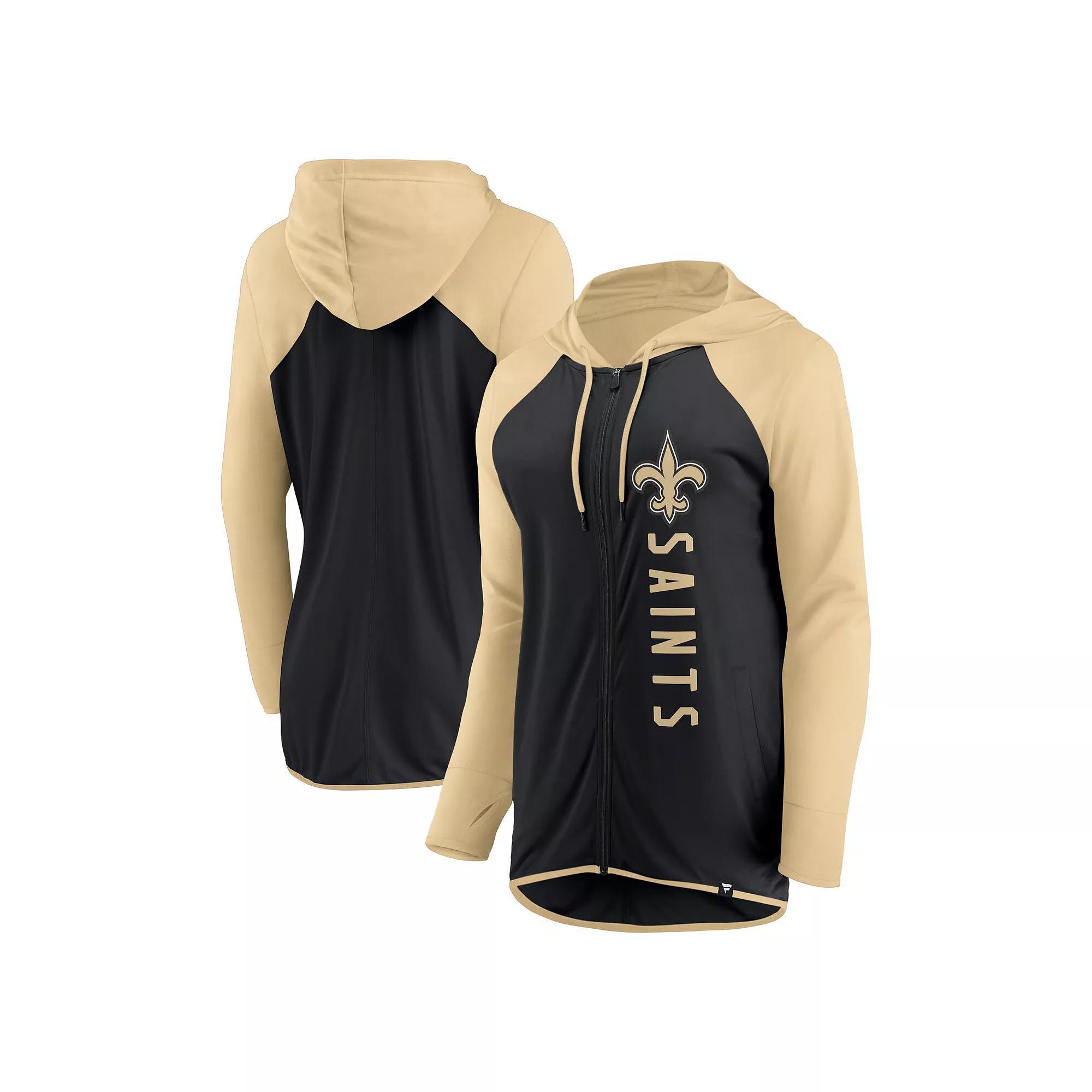 Women's Fanatics Branded Black/Gold New Orleans Saints Forever Fan Full-Zip Hoodie, Size: 3XL Product Image