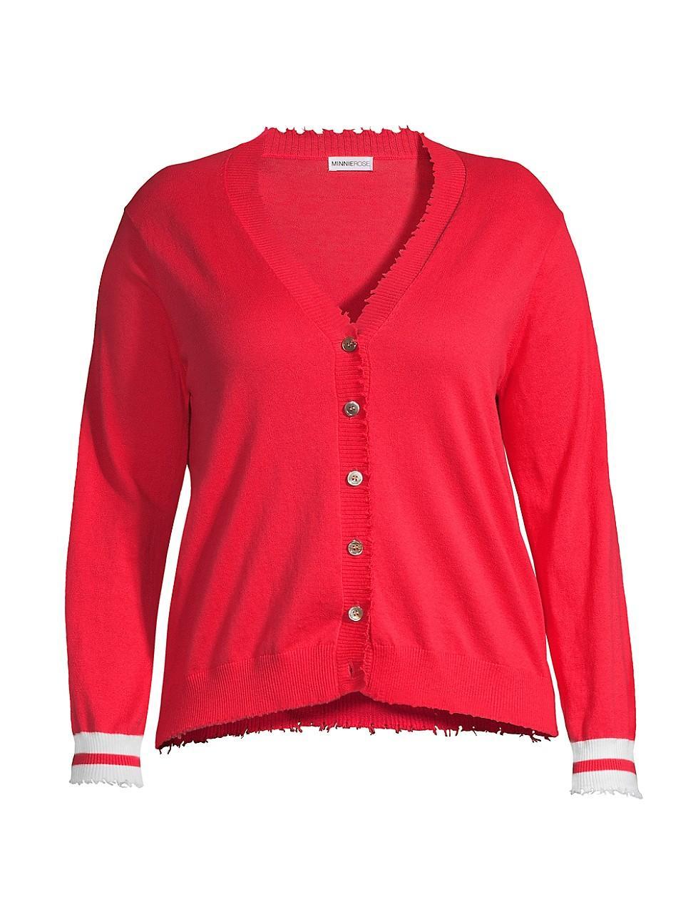 Womens Knit Striped-Cuff Cardigan Product Image