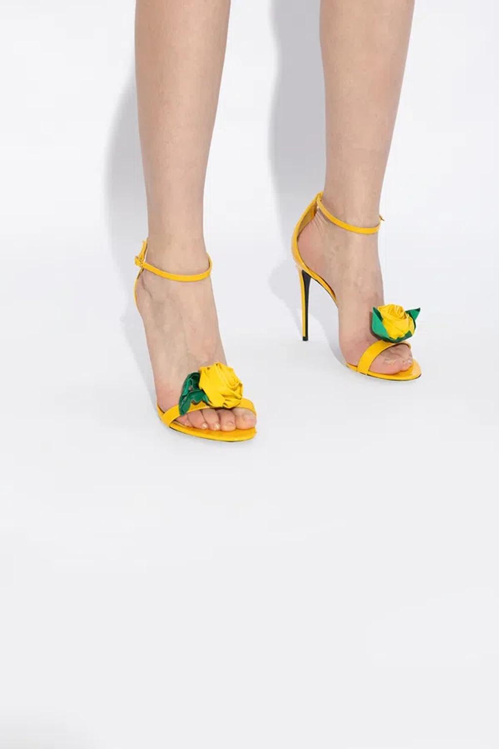 105mm Keira floral-appliqué leather sandals Product Image
