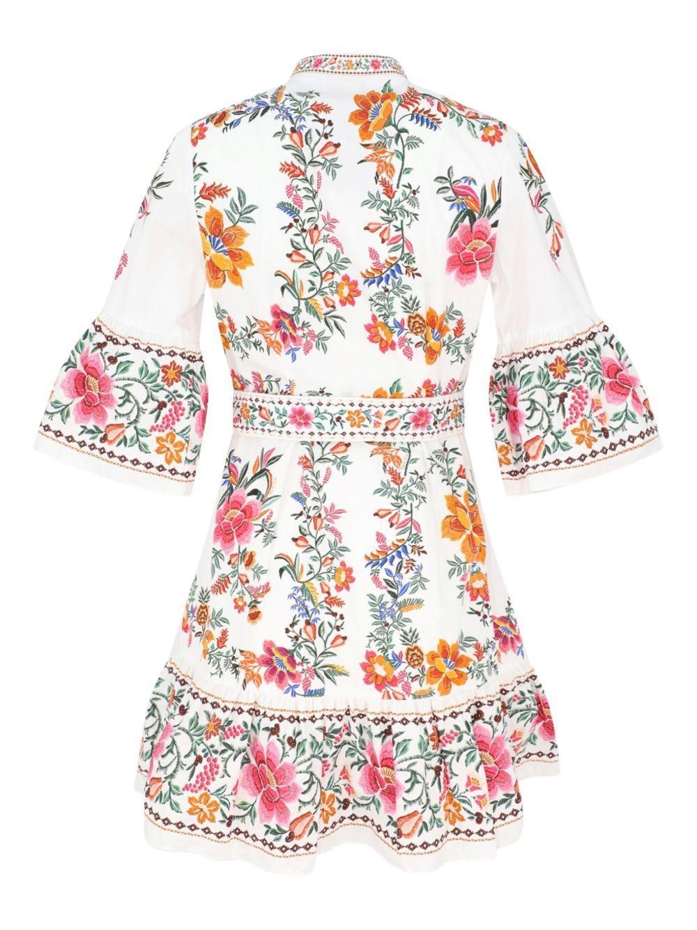 floral-embroidered belted mini dress Product Image