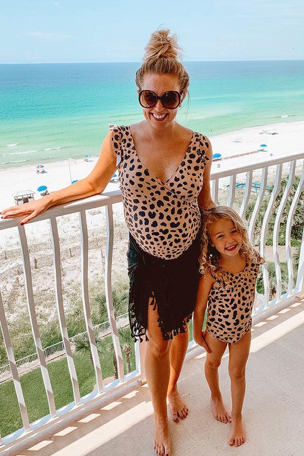 Wild Side Leopard One Piece Swimsuit in Iced Mocha Product Image