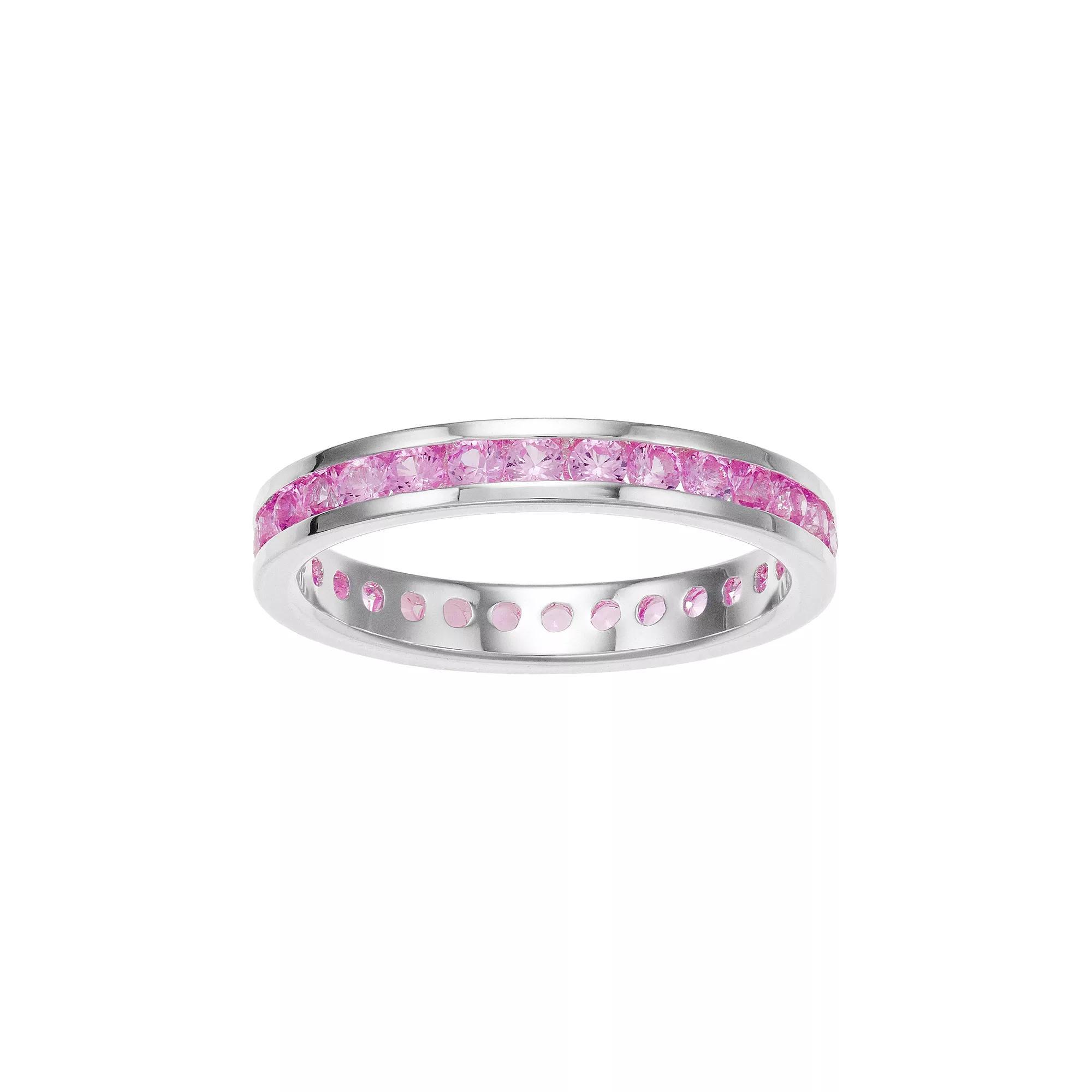 Traditions Jewelry Company Sterling Silver Channel-Set Lab-Created Emerald Birthstone Ring, Womens Product Image