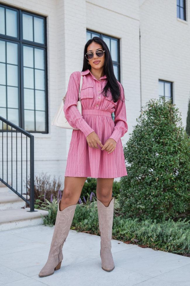 All The Way Up Rose Button Detail Mini Dress  FINAL SALE Product Image