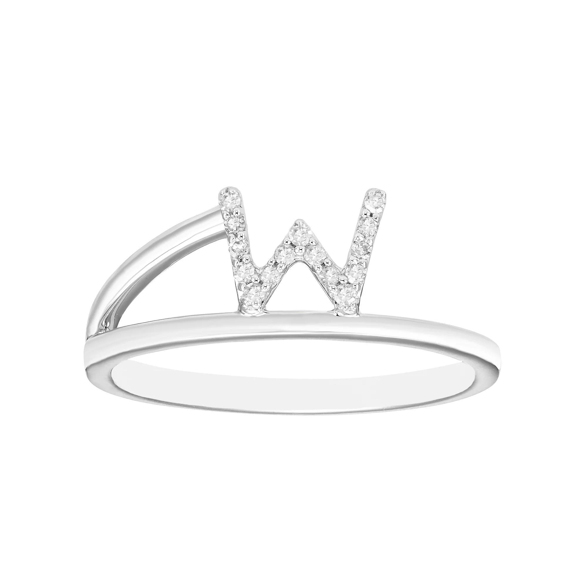 Boston Bay Diamonds Sterling Silver Diamond Accent Letter Initial Split Shank Ring, Womens Silver Tone W Product Image