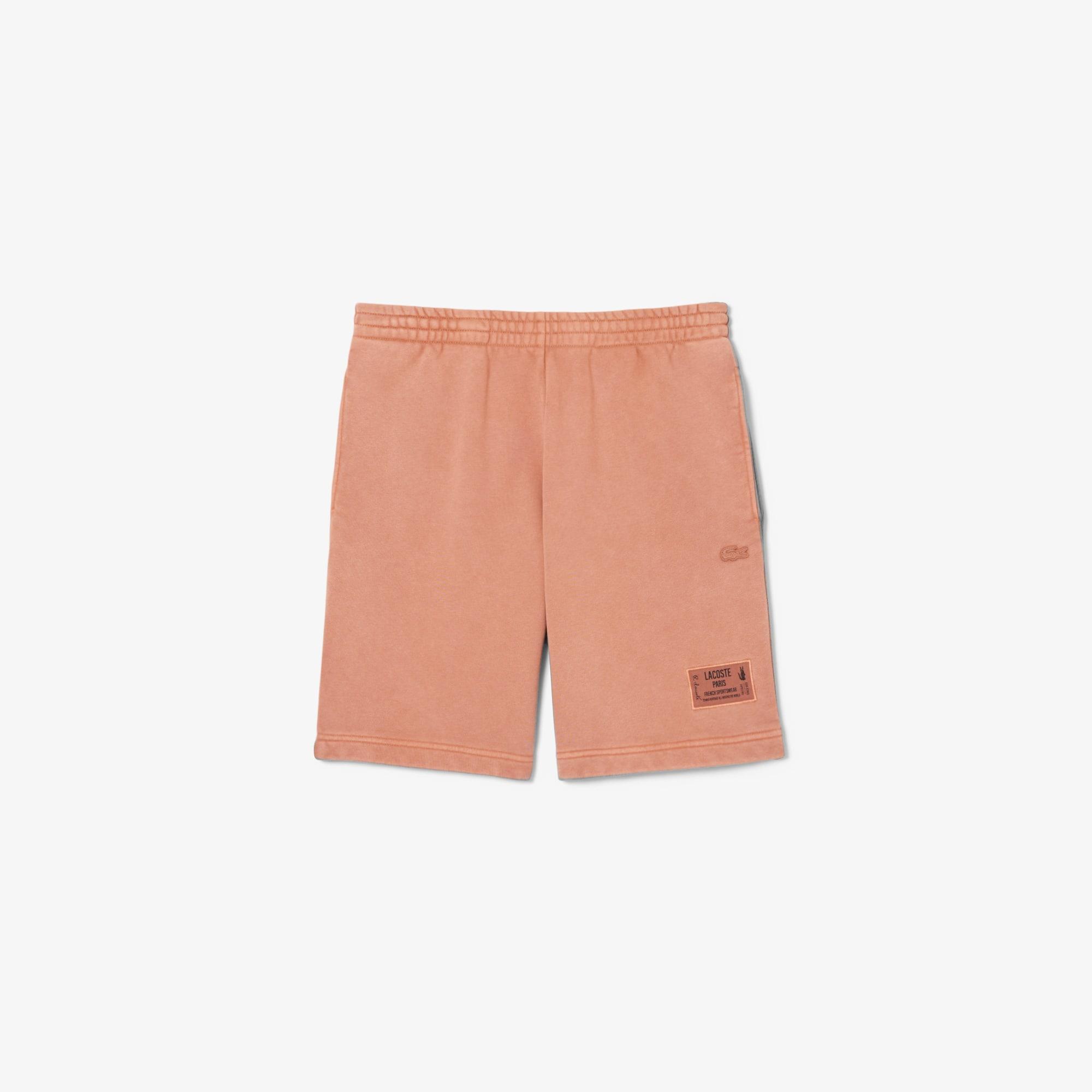 Washed Effect Cotton Fleece Shorts Product Image