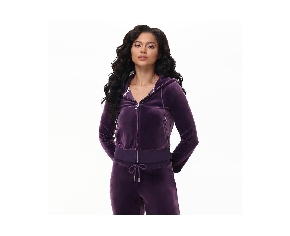 Juicy Couture Classic Juicy Hoodie With Back Bling (Dark Crimson) Women's Clothing Product Image