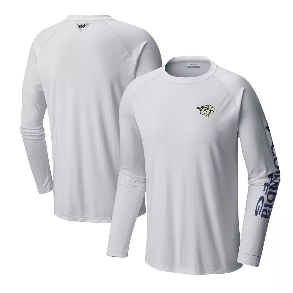 Mens Columbia White Seattle Kraken Terminal Tackle Omni-Shade Raglan Long Sleeve T-Shirt Product Image