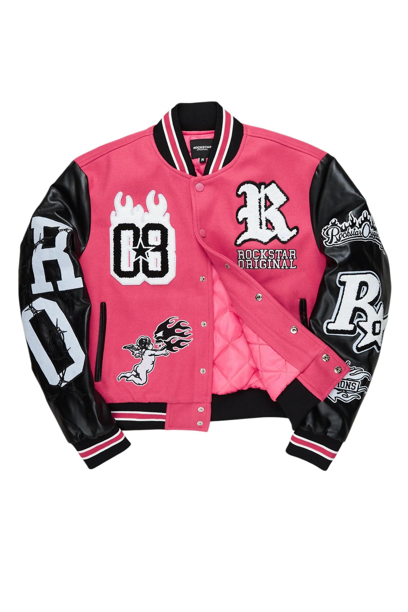 Sharray Fuchsia Oversized Varsity Jacket Female Product Image