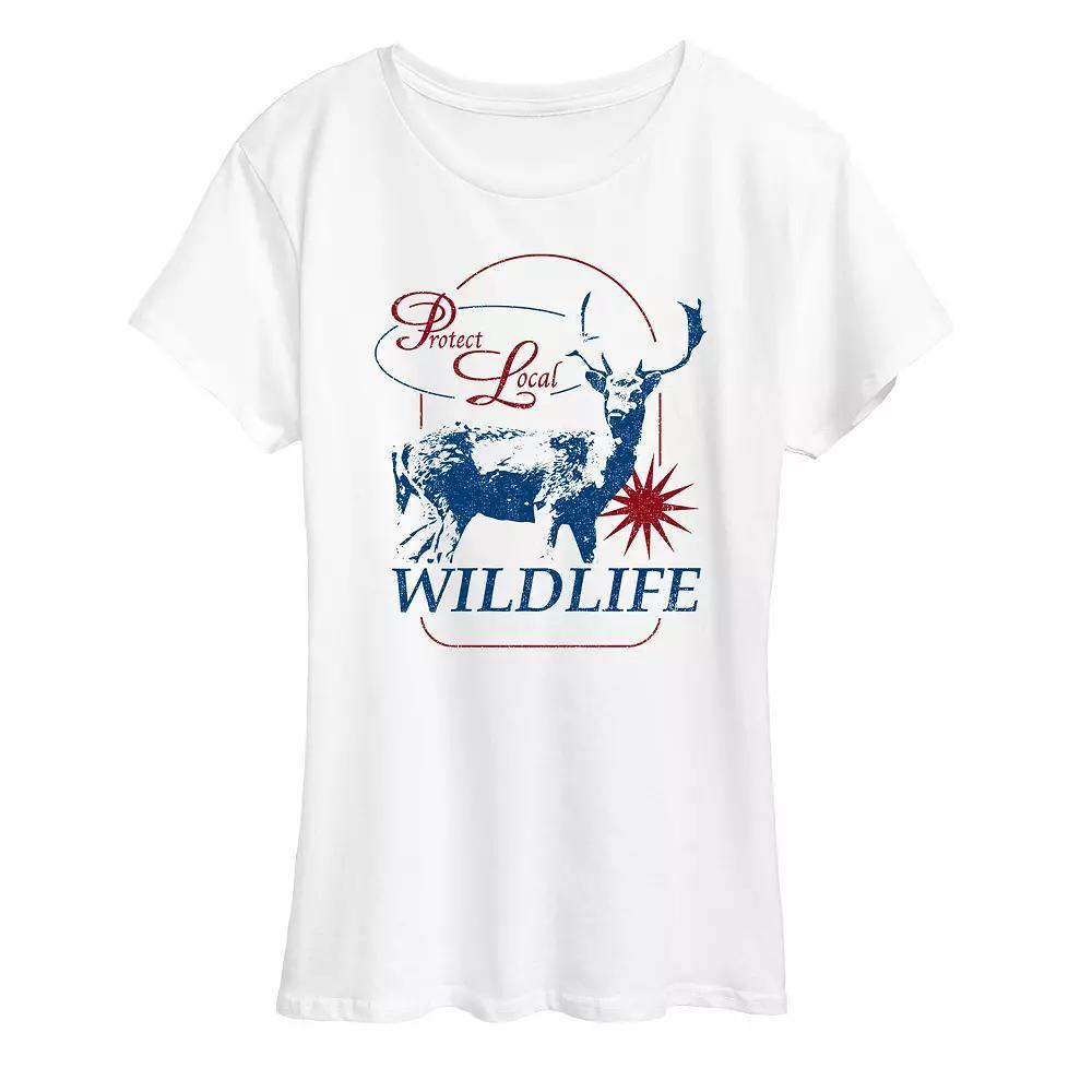 Womens Protect Local Wildlife Graphic Tee, Girls Grey Grey Product Image