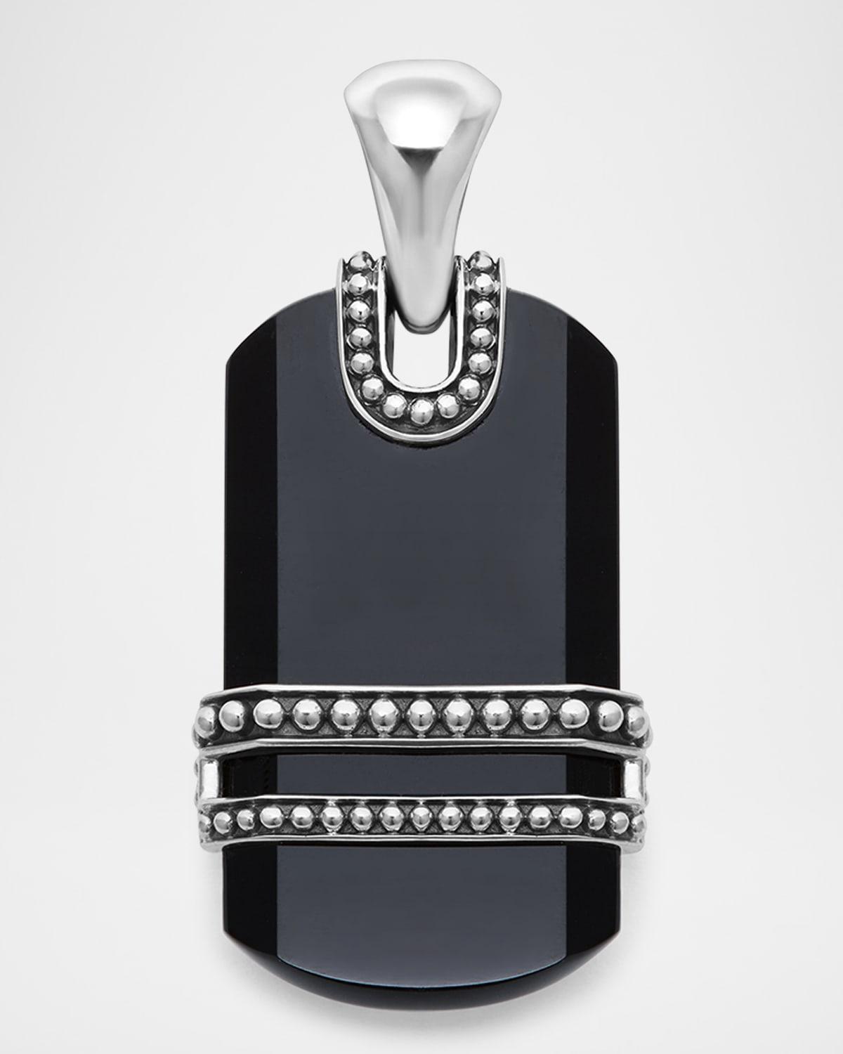 Lagos Mens Sterling Silver Anthem Tiger Eye Dog Tag Amulet Pendant - Exclusive Product Image
