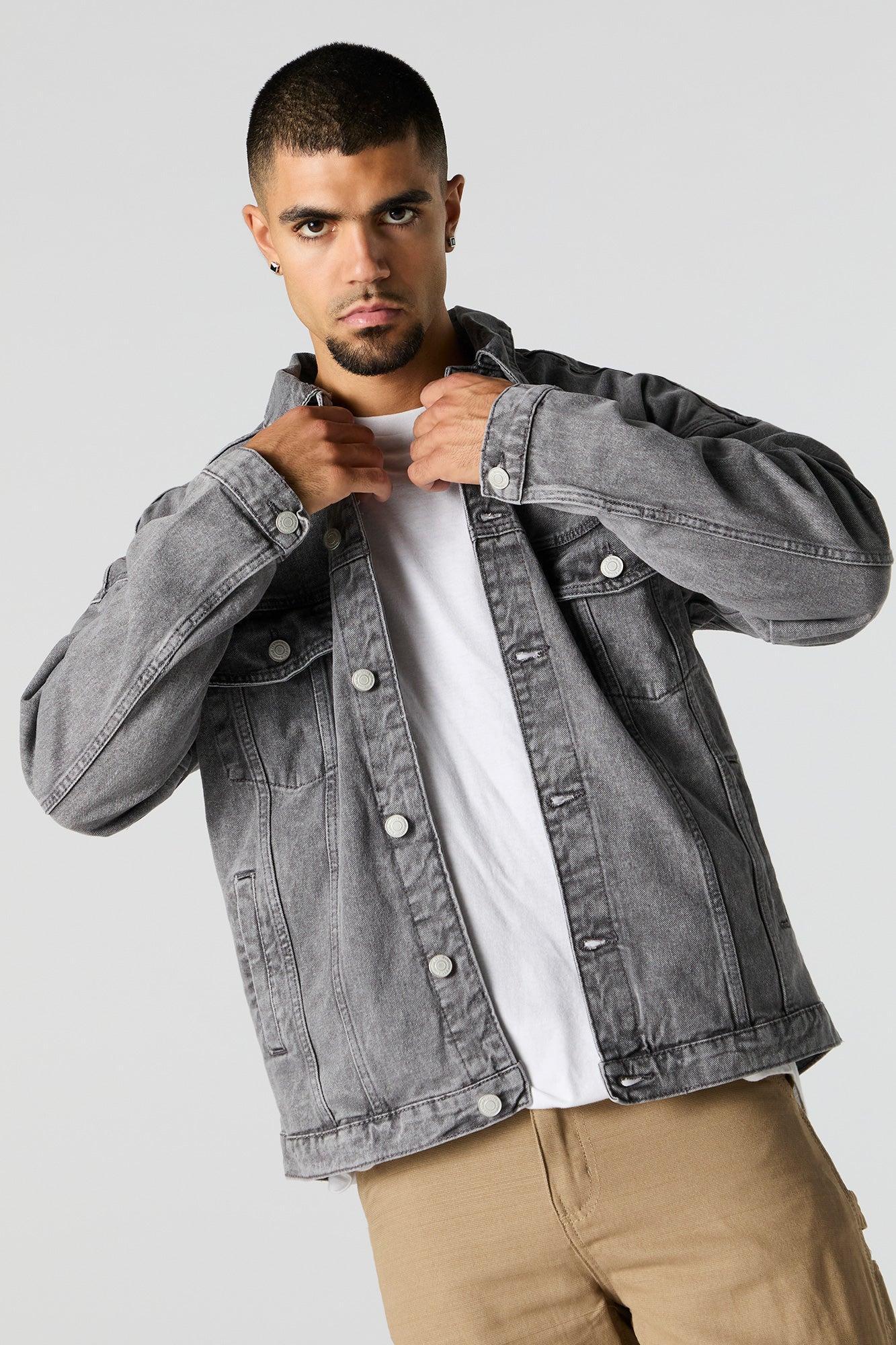 Acid Wash Denim Trucker Jacket Male Product Image