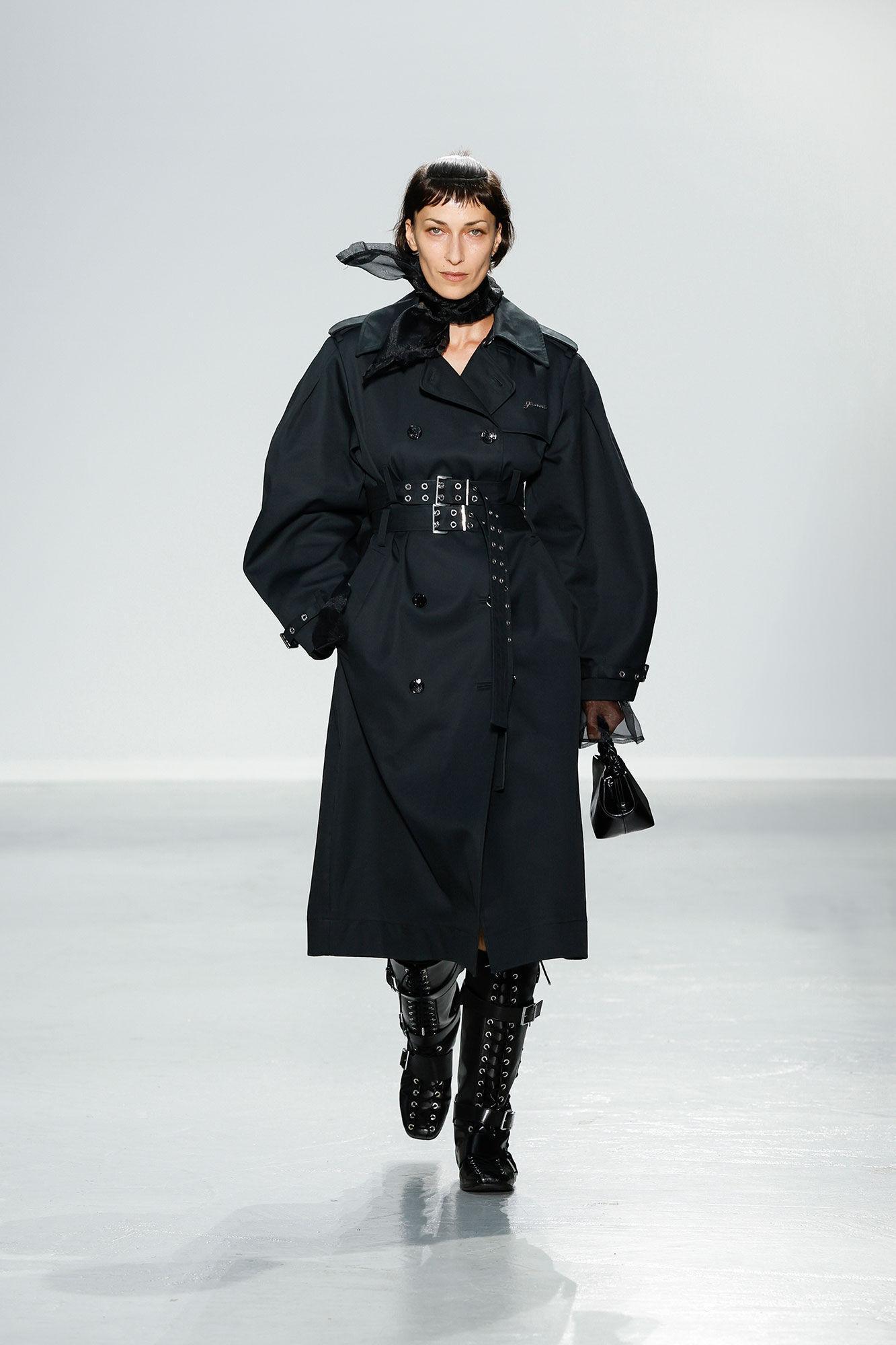 Black Bonded Cotton Trench Coat Product Image