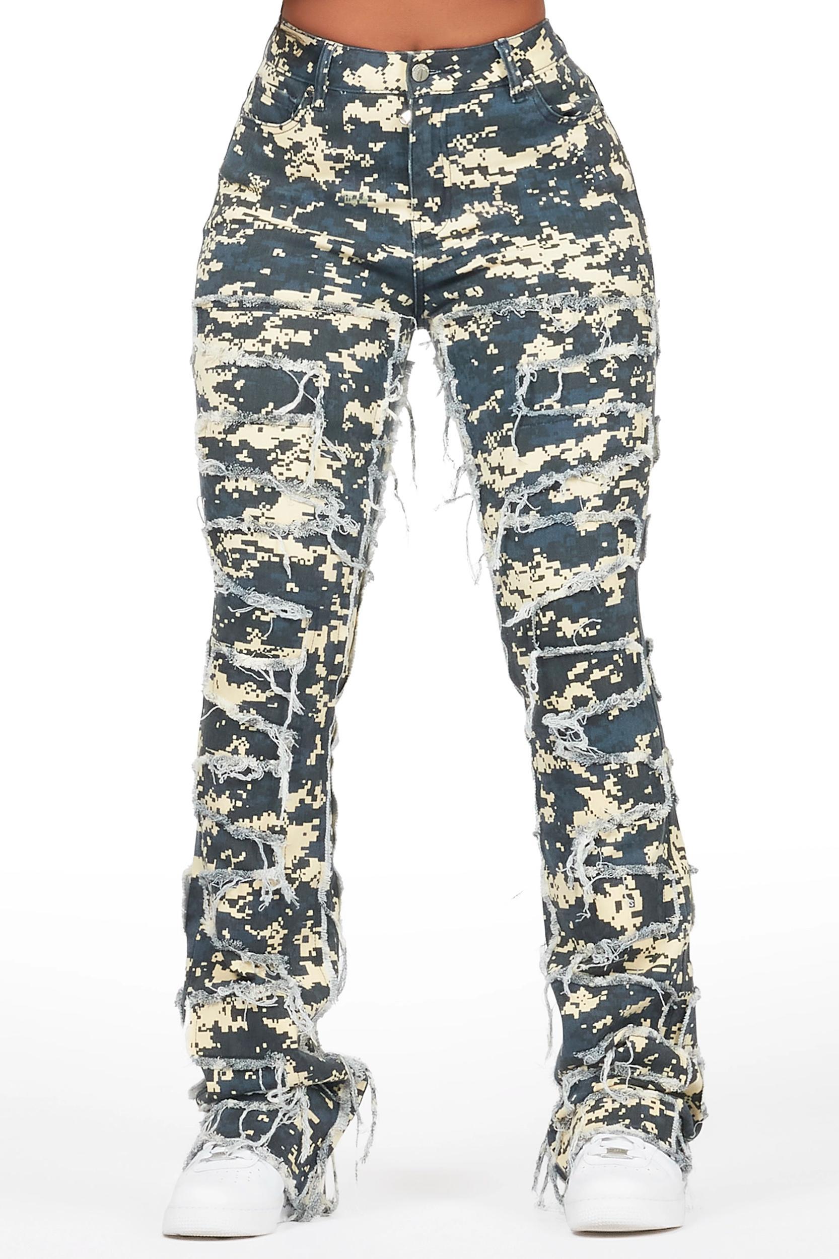 Zariyah Digital Camo Stacked Flare Jean Female Product Image