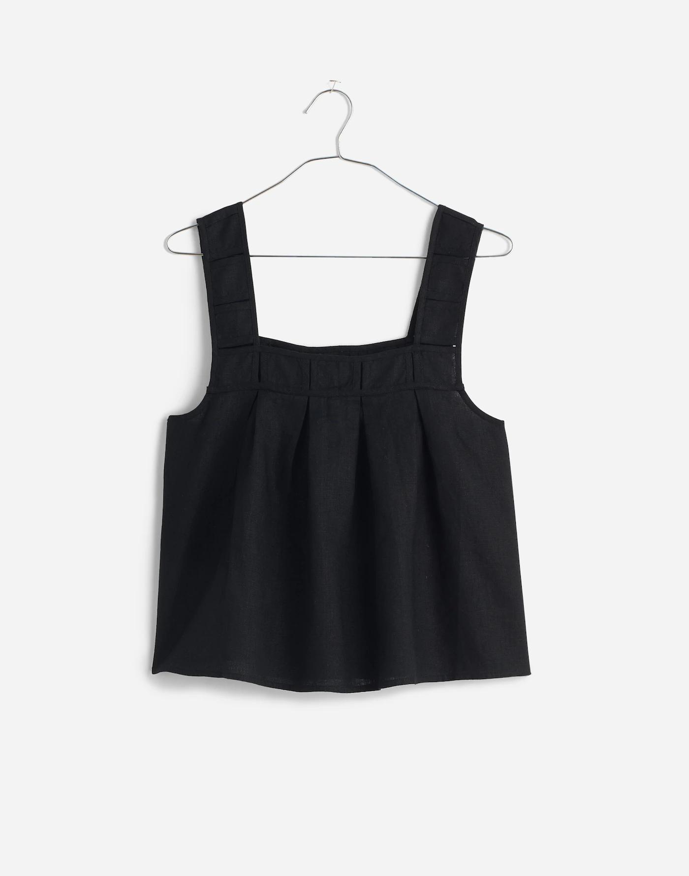 Embroidered A-Line Top in 100% Linen Product Image