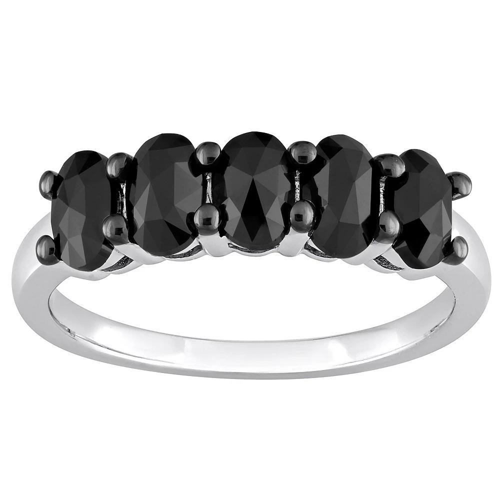 Stella Grace 14k White Gold 1 1/4 Carat T.W. Oval-Shape Black Diamond 5-Stone Ring, Women's, Size: 6 Product Image