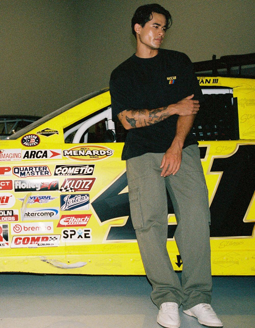 TILLYS x NASCAR Logo Embroidered Mens Boxy Pocket Tee - BLACK Product Image