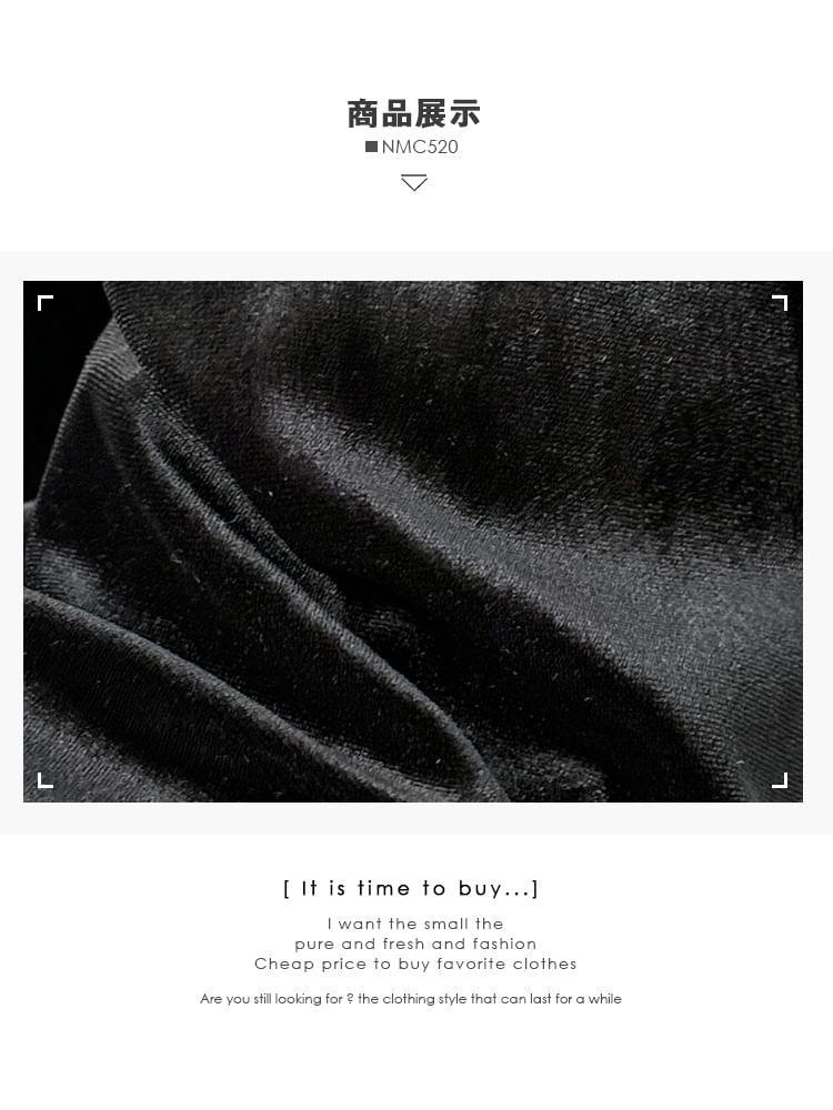 Ruffle-Trim Velvet V-Neck Shirt Product Image