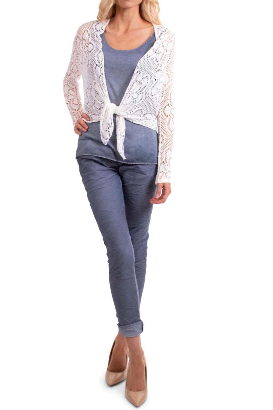 Short Lace Knit Cardigan Product Image