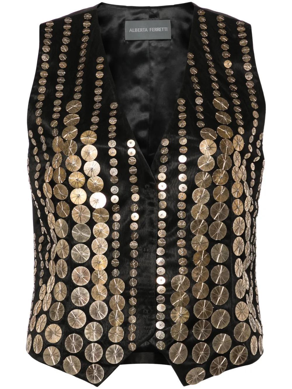 ALBERTA FERRETTI Sequin-decorated Vest In Black Product Image