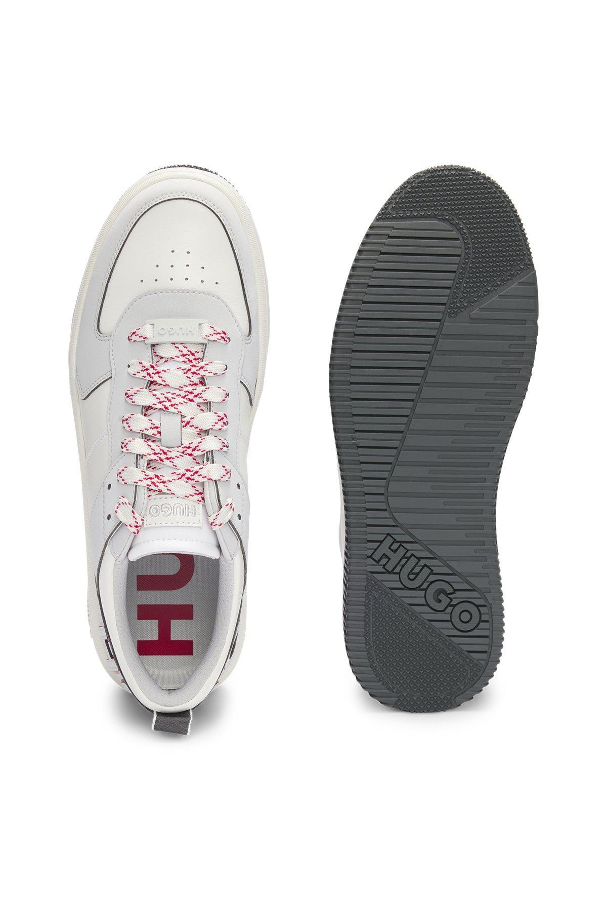 HUGO - Mixed-material trainers with two sets of laces - Light Grey Product Image