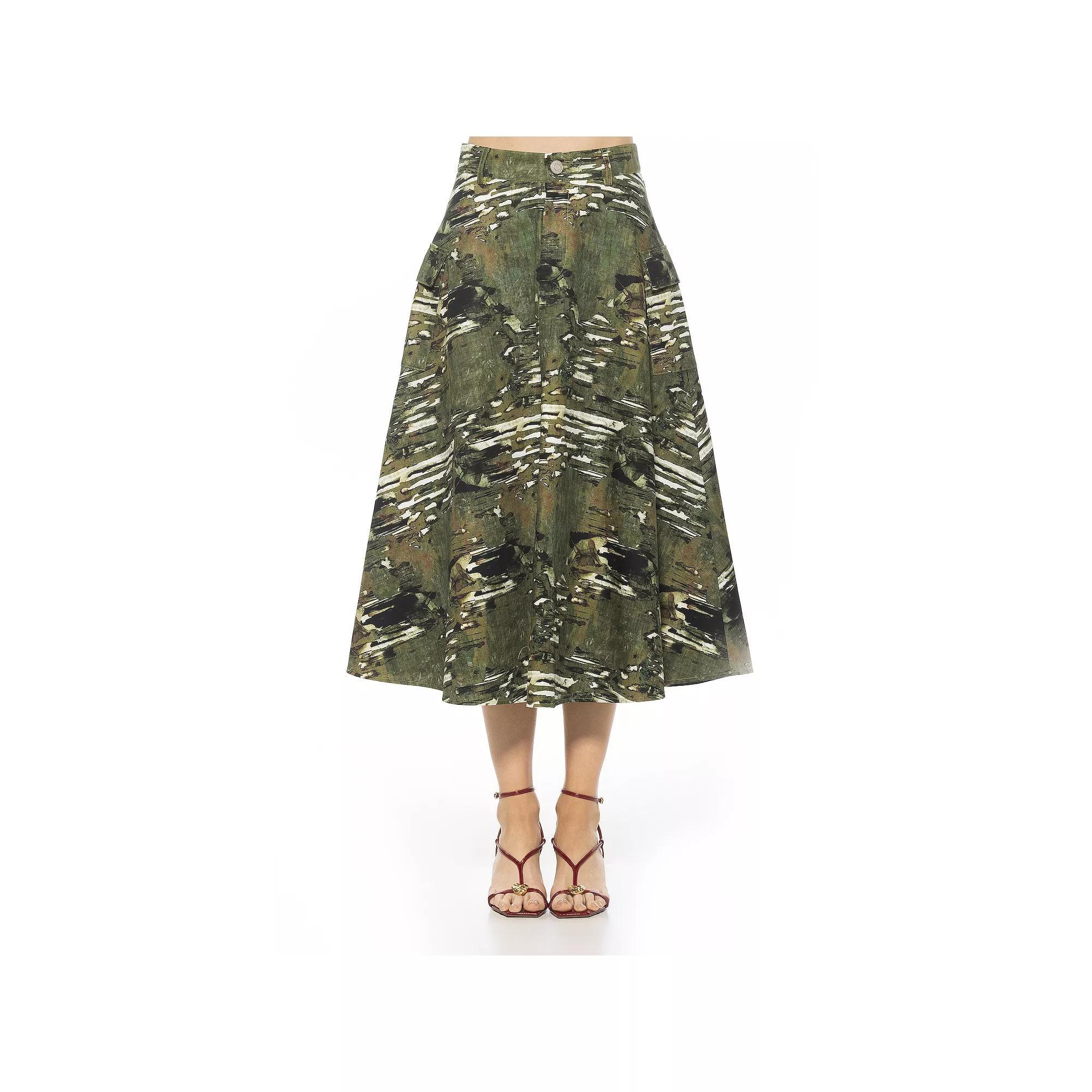Women's ALEXIA ADMOR Cargo Belted Midi Skirt, Size: 14, Green Product Image