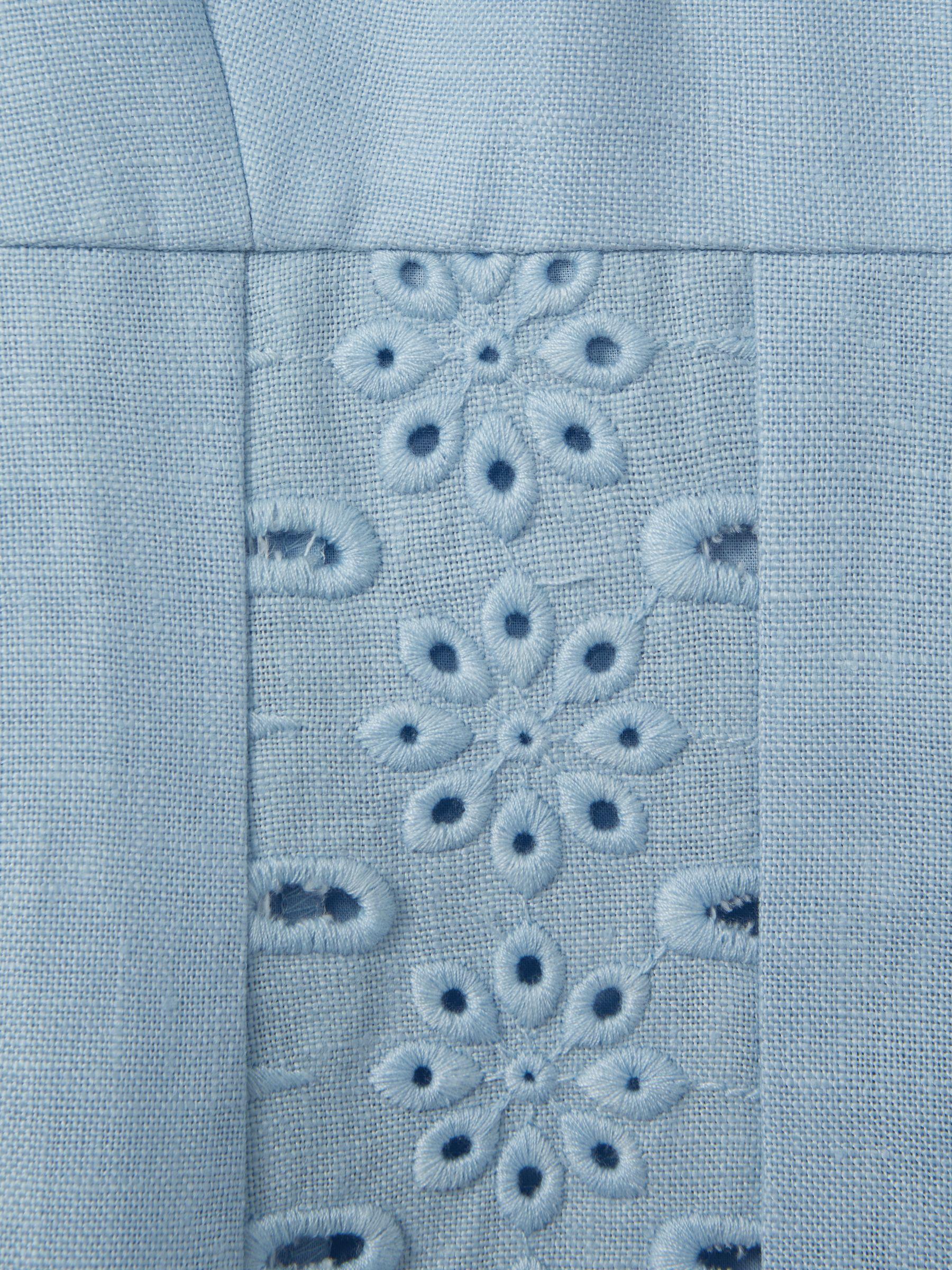 Linen Broderie Midi Dress in Blue Product Image