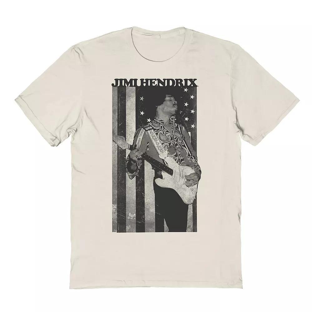 Men's Jimi Hendrix Flag Graphic Tee, Size: Large, Natural Product Image
