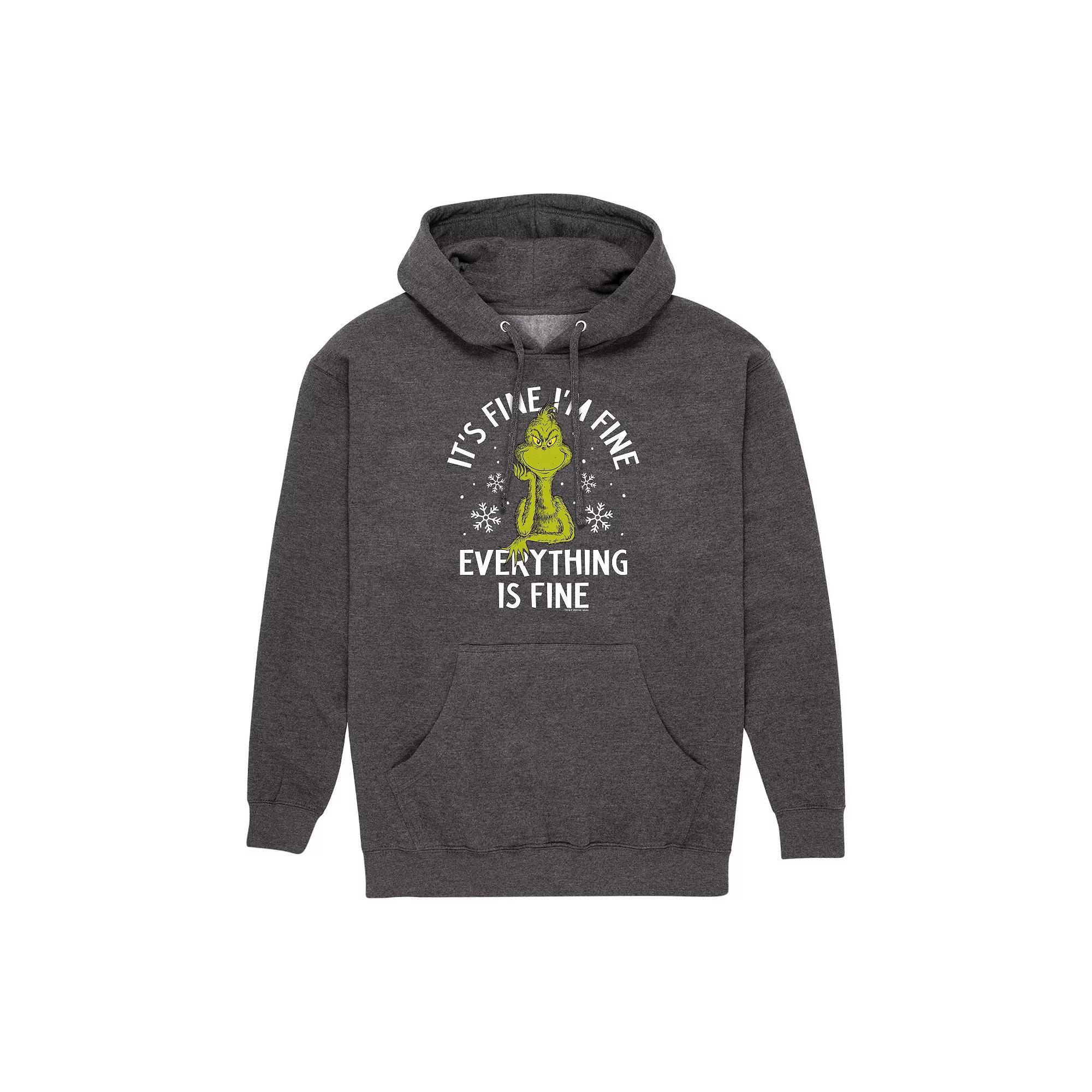 Mens Dr. Seuss Im Fine Grinch Graphic Hoodie Heather Grey Product Image