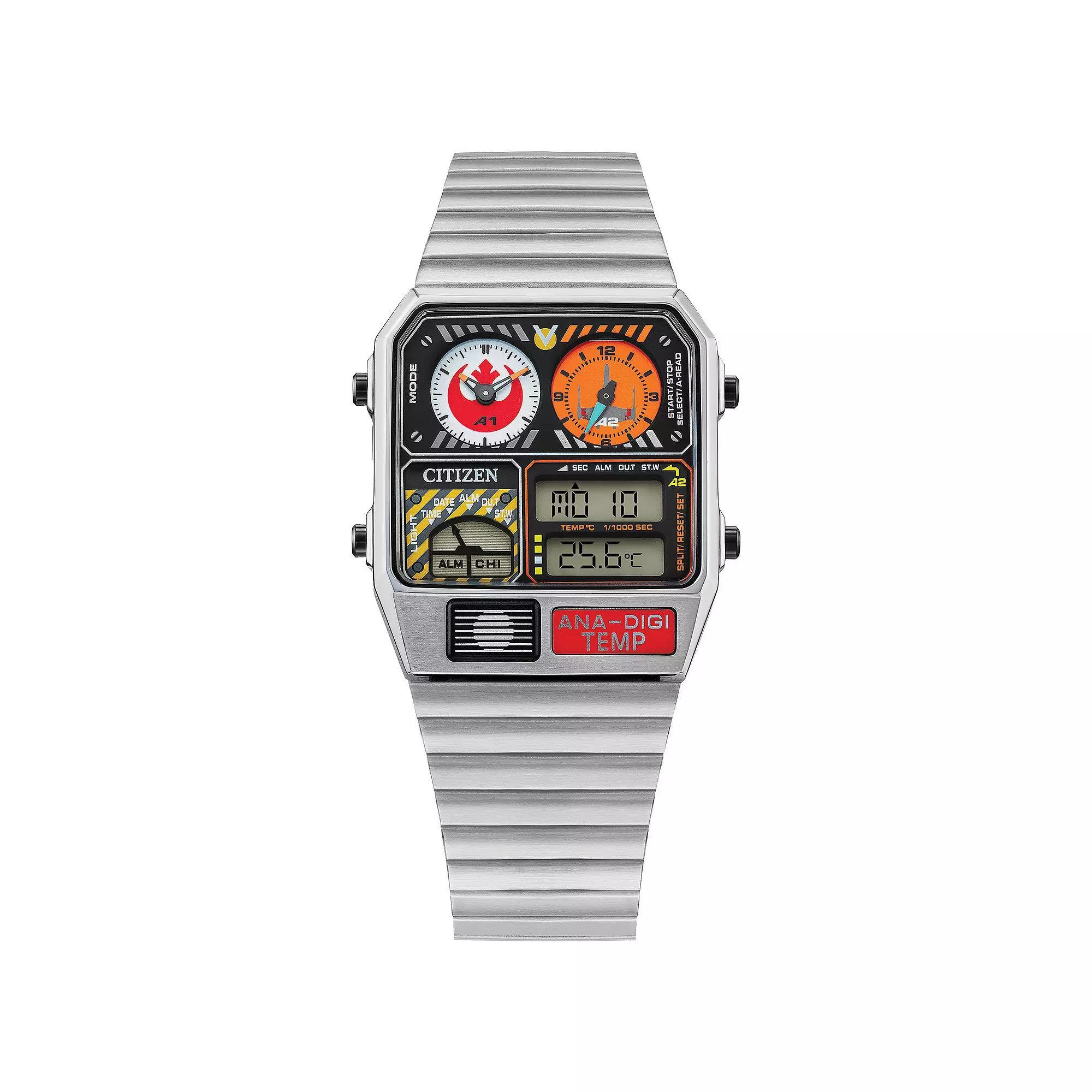Citizen Eco-Drive Mens Star Wars Rebel Pilot Stainless Steel Watch Silver Tone Product Image