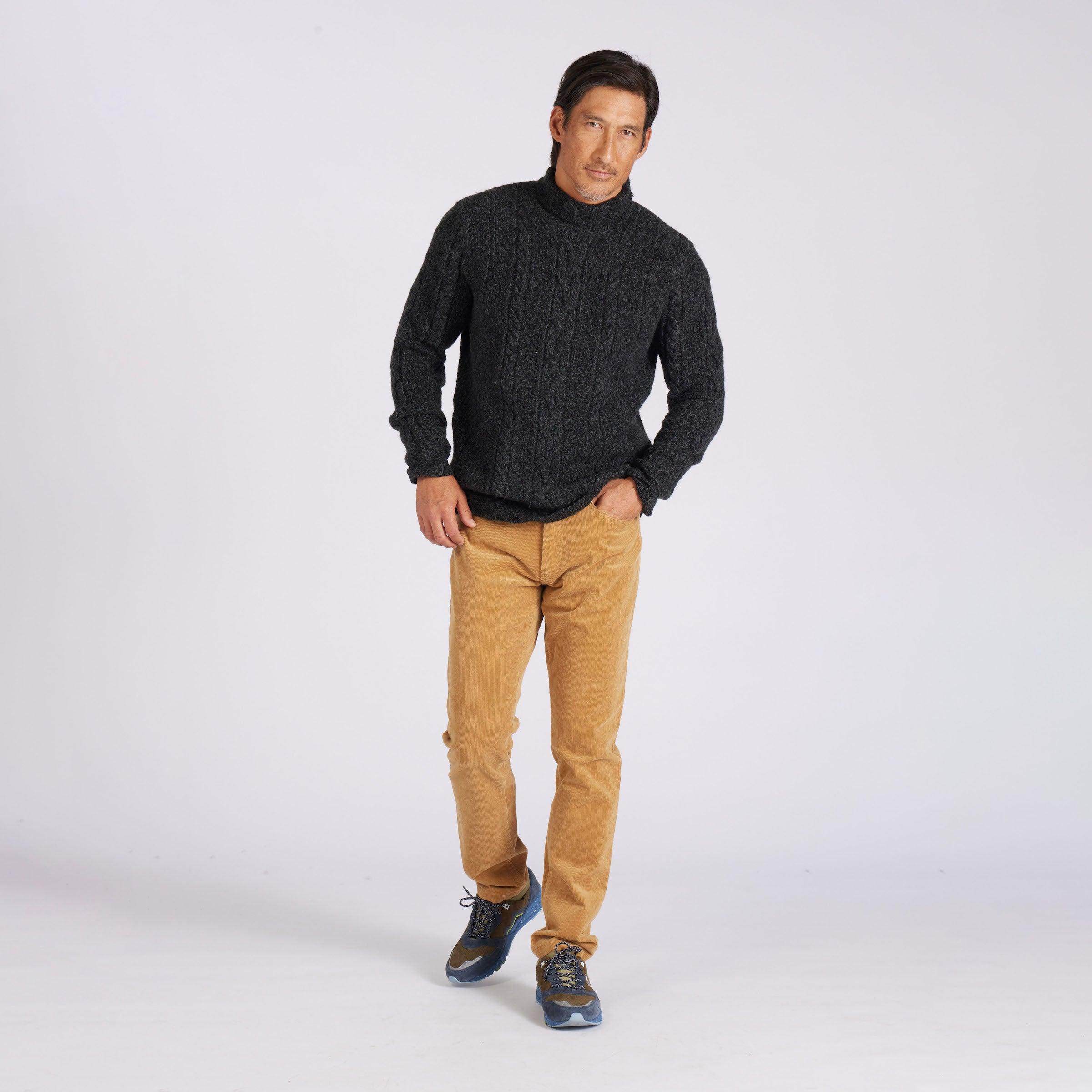 Fisherman Cable Turtleneck - Charcoal Navy Product Image