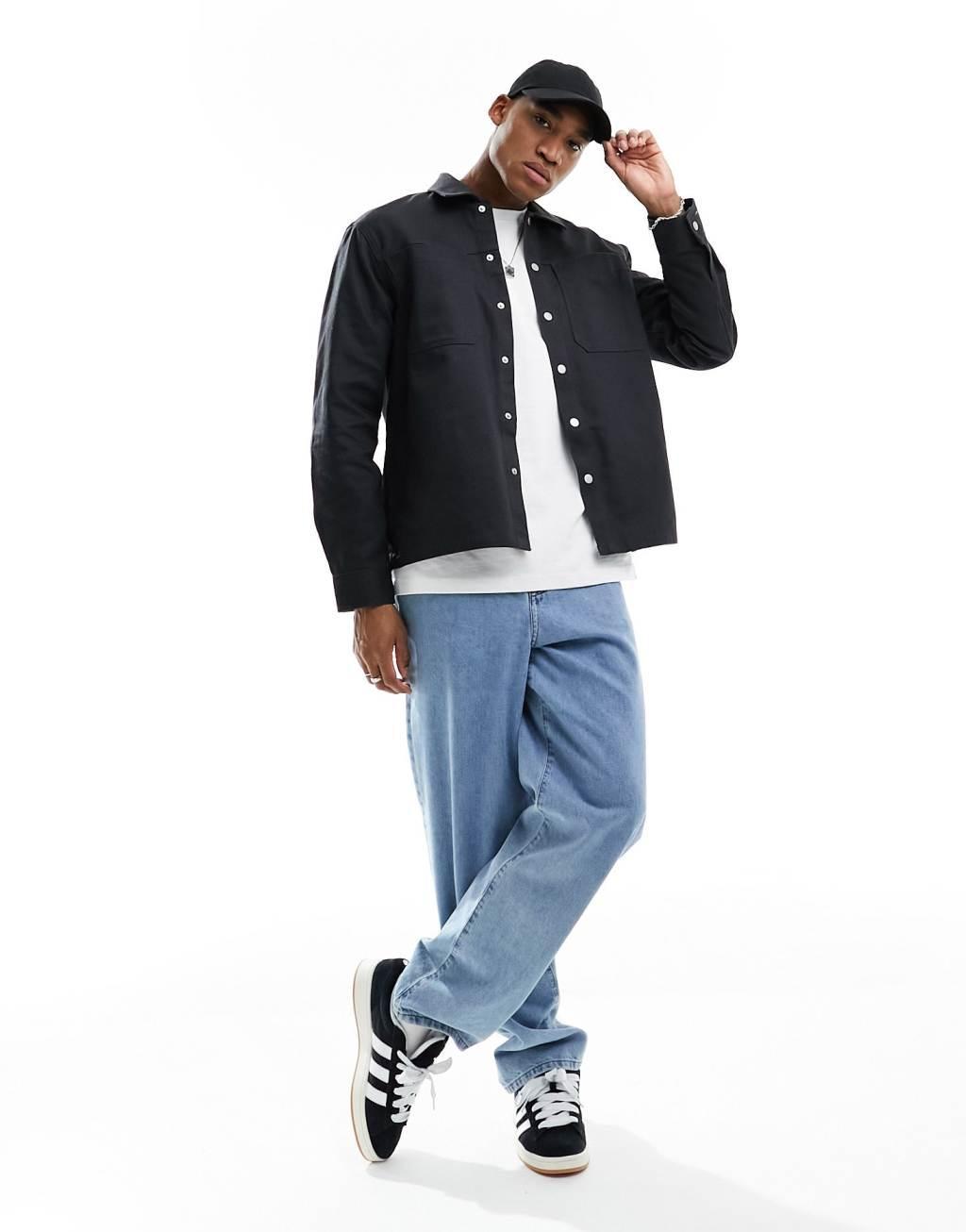 River Island long sleeve snap front overshirt Product Image