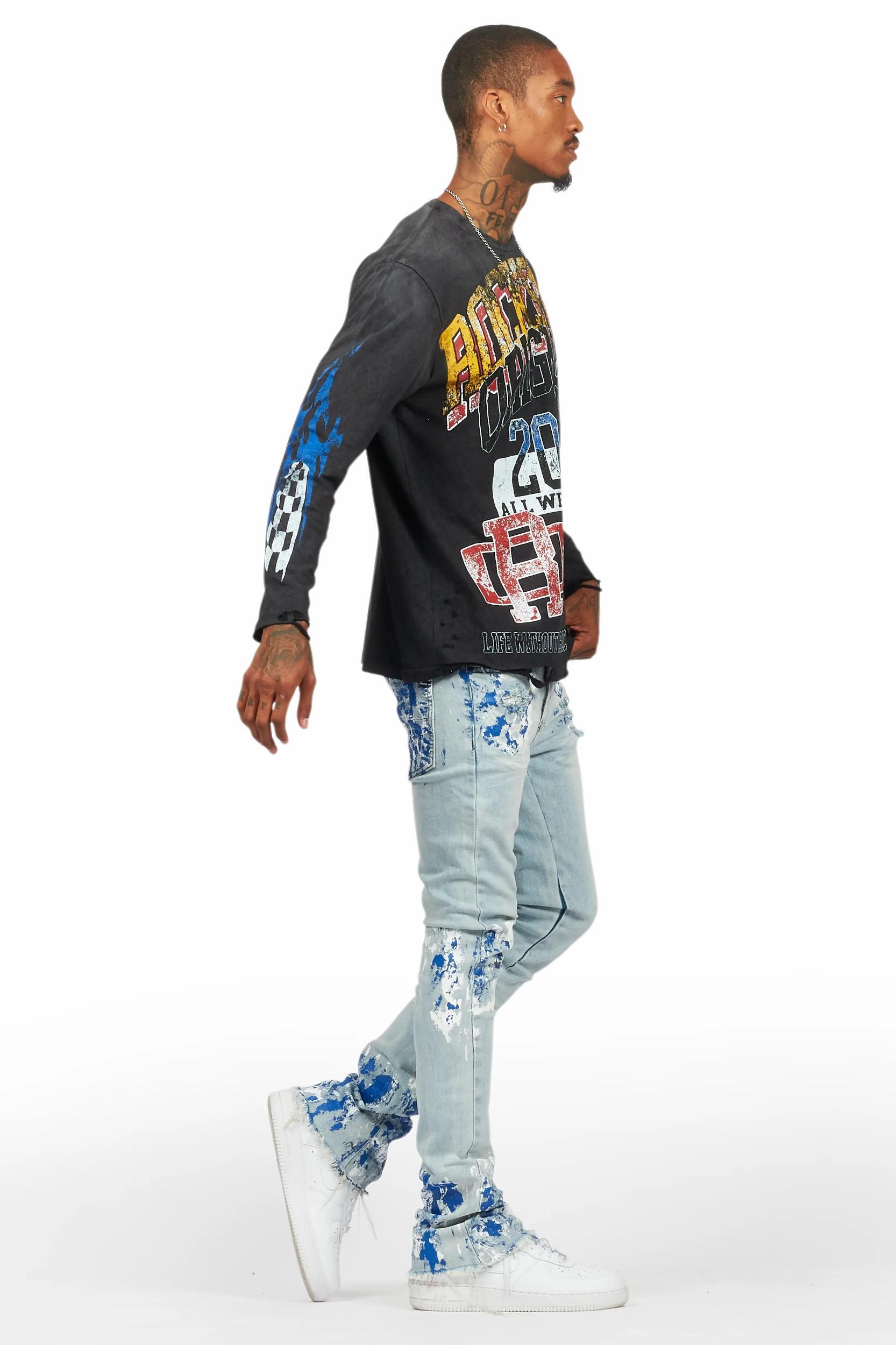 Kodak Blue Painter Stacked Flare Jean Male Product Image