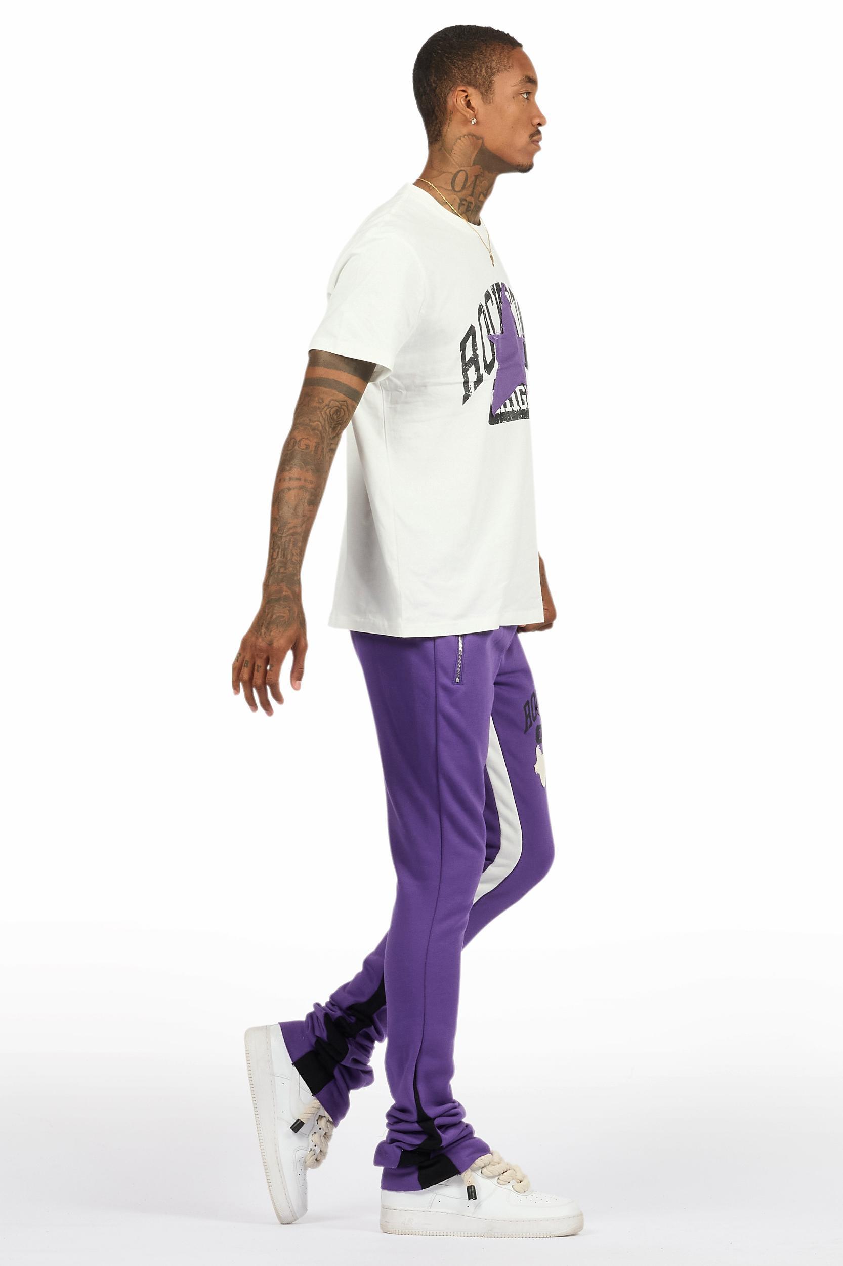 Mallor Purple/White T-Shirt/Stacked Track Set Male Product Image