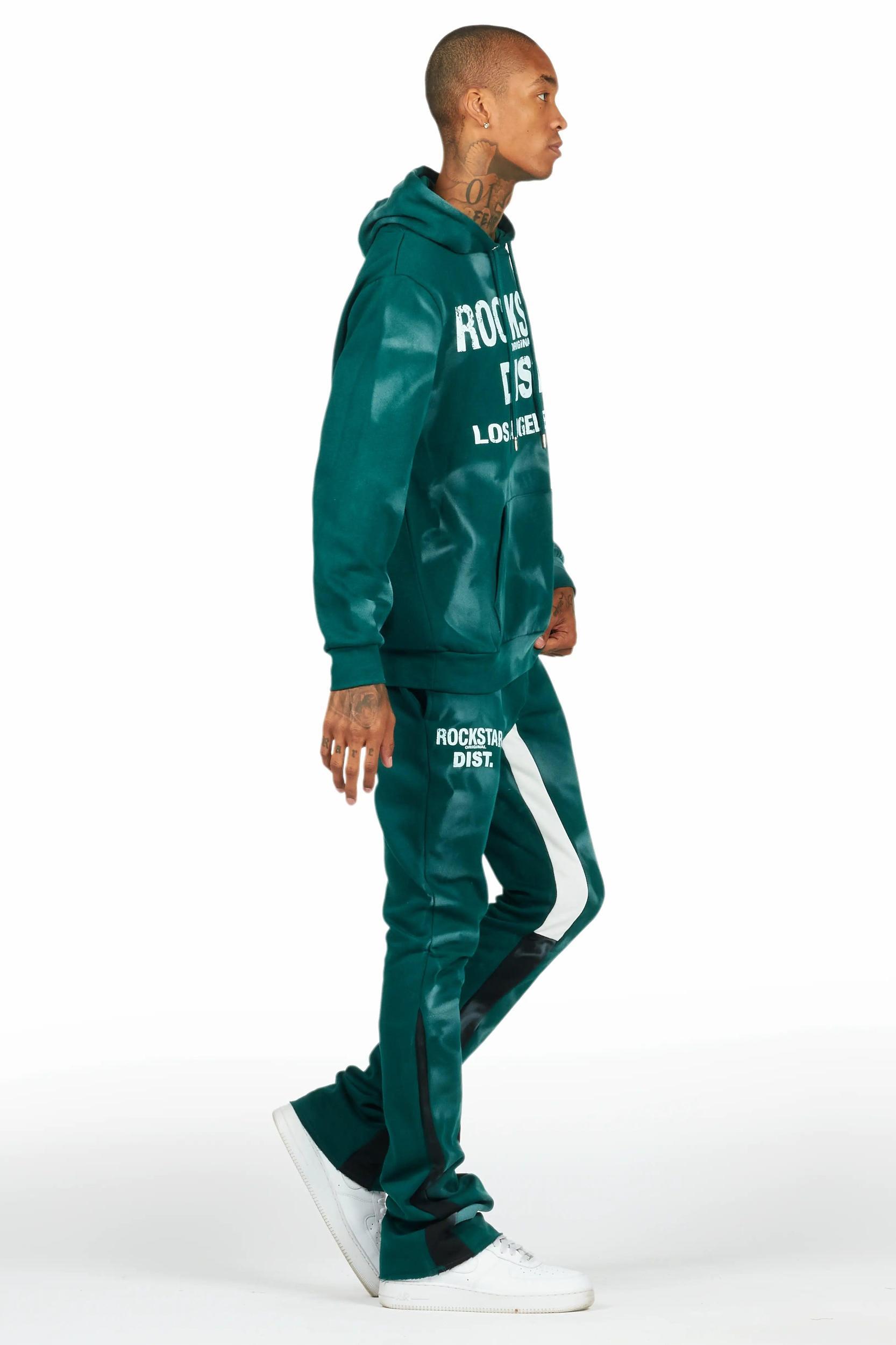 Nelly Dark Green Hoodie Stacked Flare Track Set Male Product Image