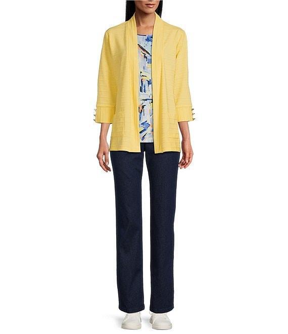 Allison Daley 3/4 Sleeve Open Front Patch Pocket Cardigan Product Image