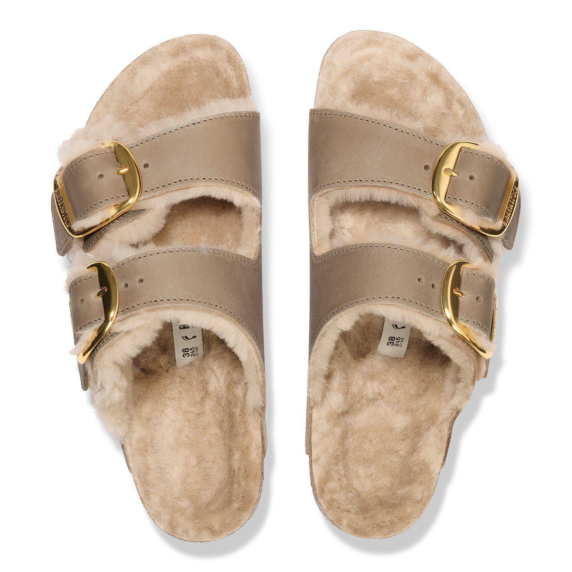 Arizona Big Buckle Shearling Oiled Leather Tobacco Brown Product Image